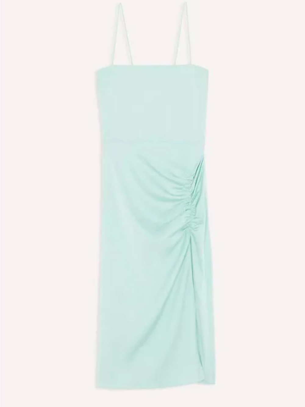 ba&sh Mint Green Spaghetti-Strap Ruched Midi Dress